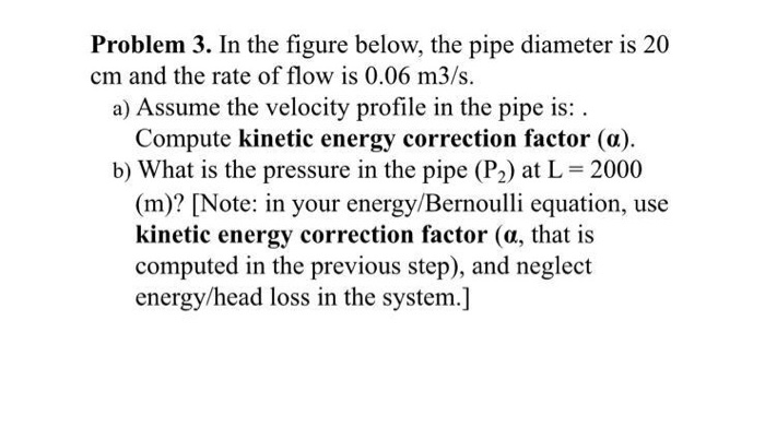 Solved Problem 3. In the figure below, the pipe diameter is | Chegg.com