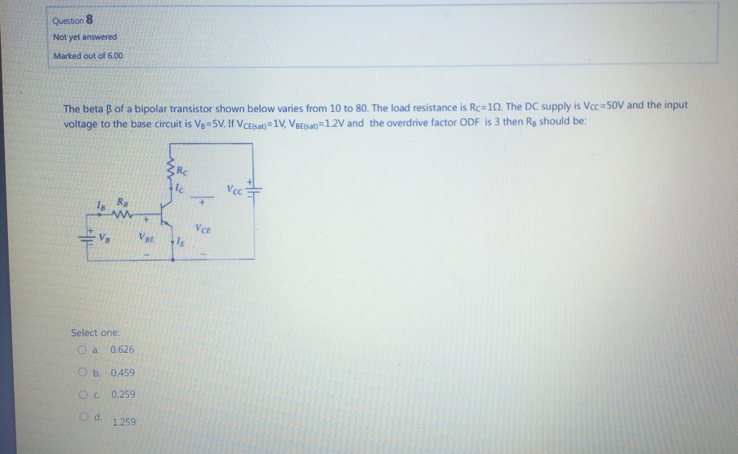 Solved The Beta β Of A Bipolar Transistor Shown Below Varies | Chegg.com