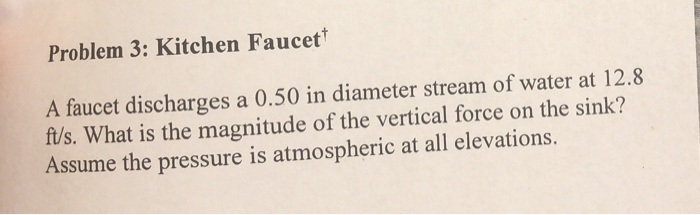 Solved Problem 3 Kitchen Faucet A Faucet Discharges A 0
