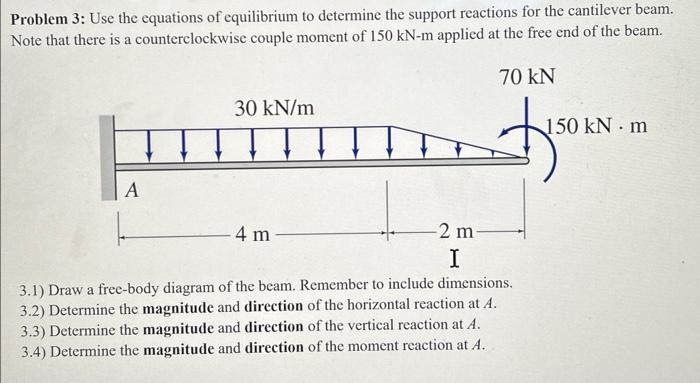 Solved Problem 3: Use the equations of equilibrium to | Chegg.com