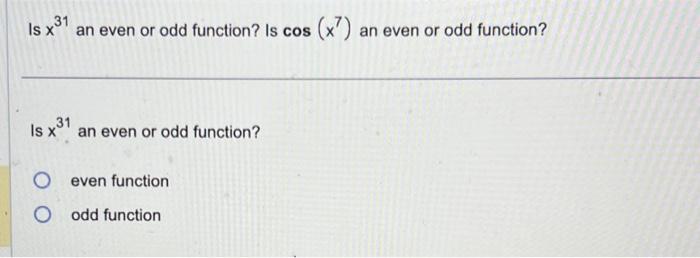 cos 2 x is odd or even function
