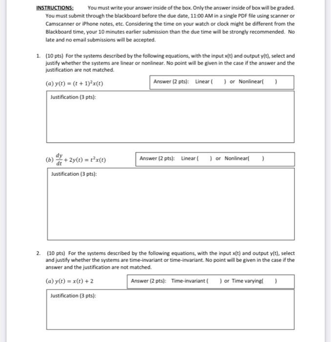 Solved INSTRUCTIONS: You must write your answer inside of | Chegg.com