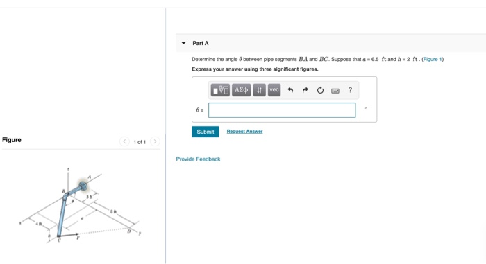 Solved Part A Determine the angle between pipe segments BA | Chegg.com