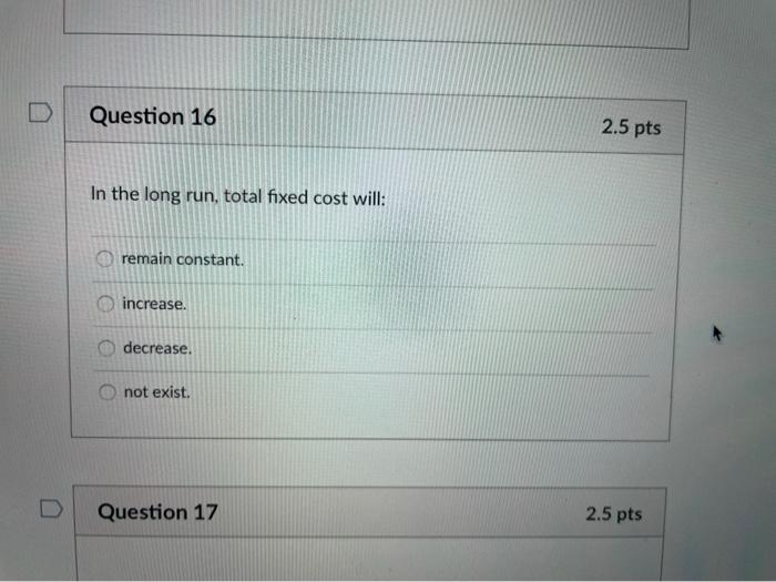 Solved D Question 8 2.5 pts Which of the following costs | Chegg.com