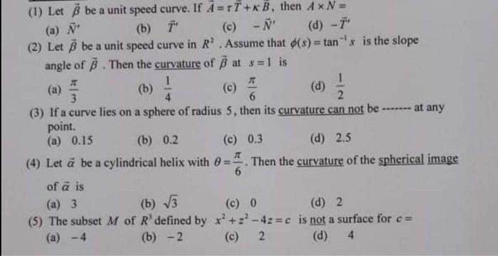 Solved A N 1 Let 3 Be A Unit Speed Curve If A Tt Kb Chegg Com