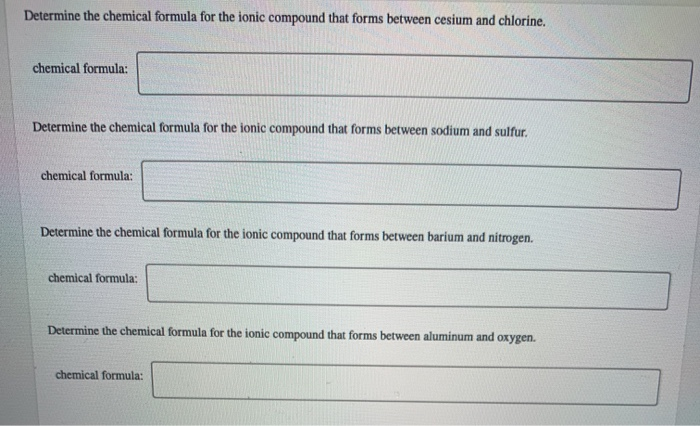 Solved Determine the chemical formula for the ionic compound | Chegg.com