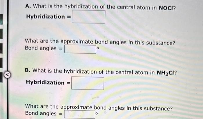 Solved A. What is the hybridization of the central atom in | Chegg.com