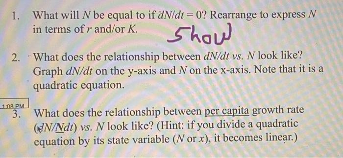 solved-1-what-will-n-be-equal-to-if-dn-dt-0-rearrange-to-chegg