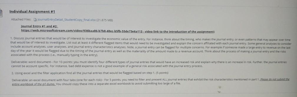 Individual Assignment #1 Attached Files | Chegg.com