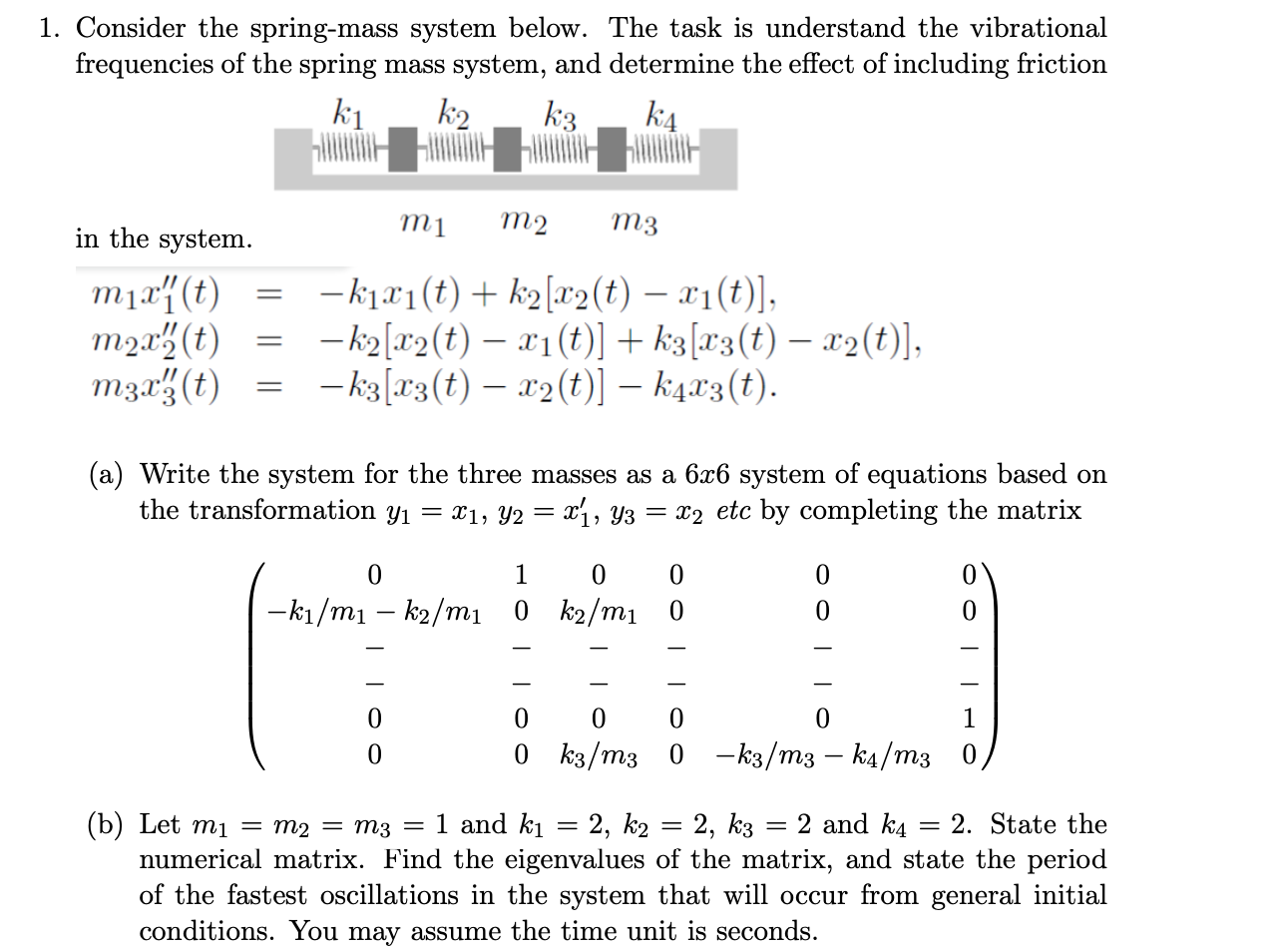 Consider the spring-mass system below. The task is | Chegg.com