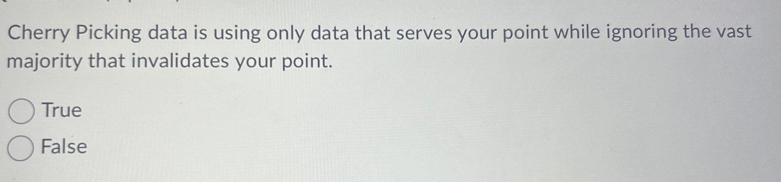 Solved Cherry Picking data is using only data that serves | Chegg.com
