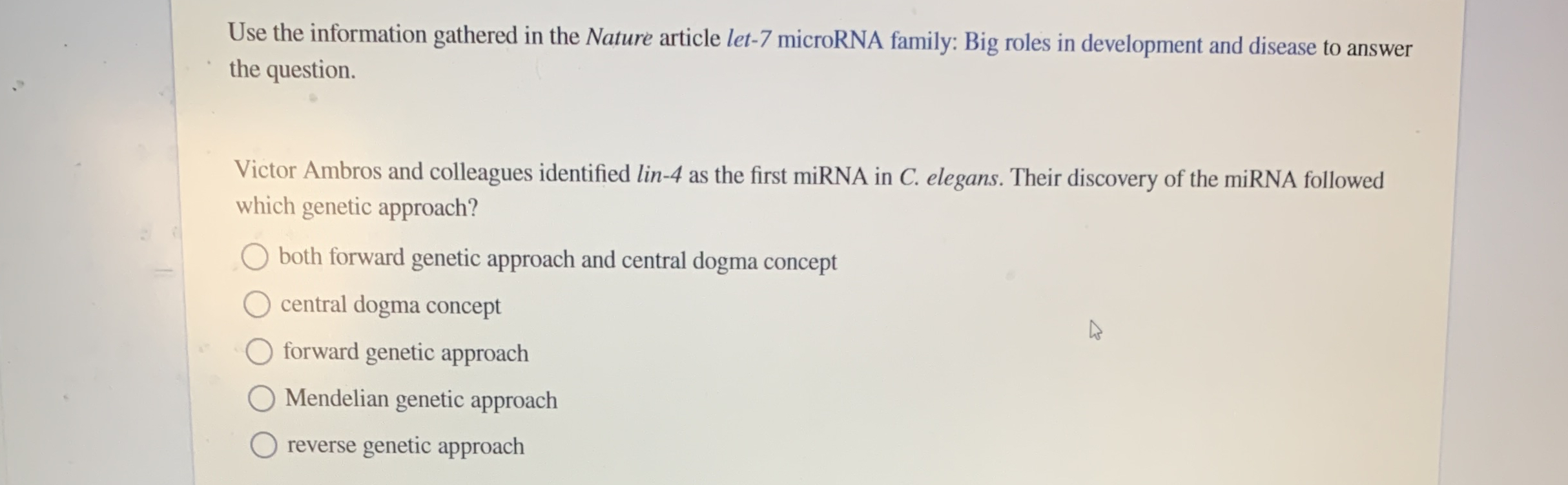 Solved Use the information gathered in the Nature article | Chegg.com