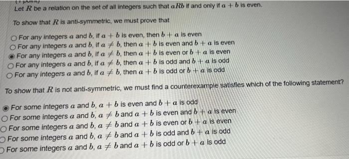 Solved Let R Be A Relation On The Set Of All Integers Such | Chegg.com