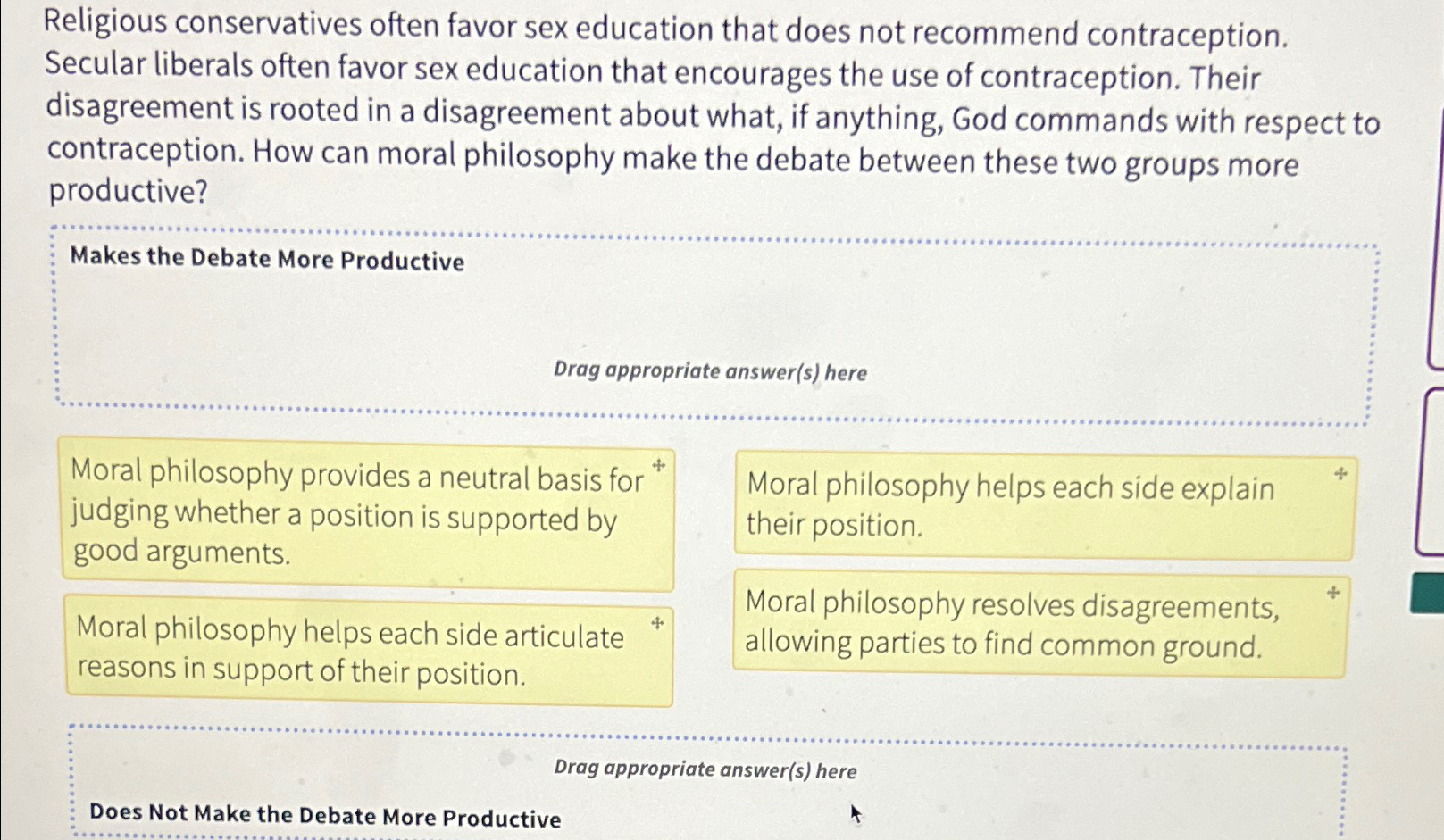 Solved Religious conservatives often favor sex education | Chegg.com