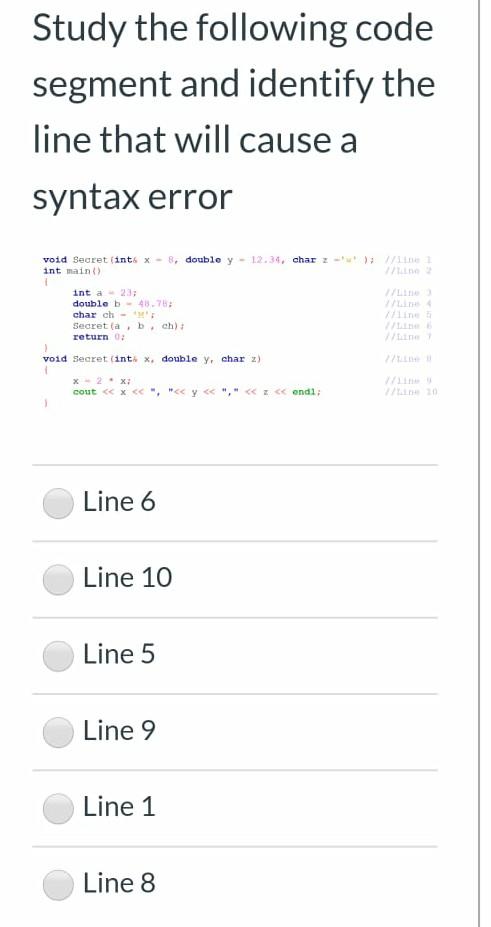Solved Study the following code segment and identify the | Chegg.com