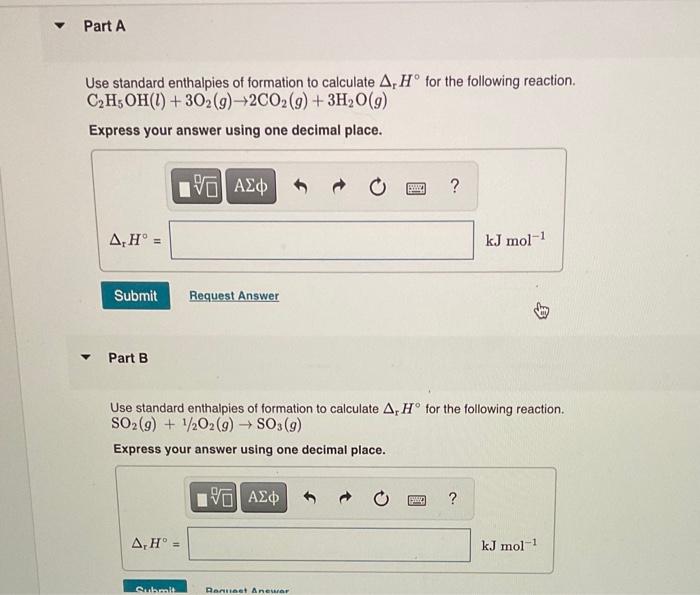 Solved Use Standard Enthalpies Of Formation To Calculate | Chegg.com