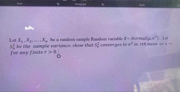 Solved Let X1,X2,…,Xn Be A Random Sample Random Variable | Chegg.com