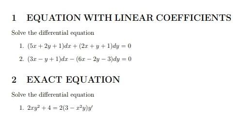 Solved 1 EQUATION WITH LINEAR COEFFICIENTS Solve the | Chegg.com