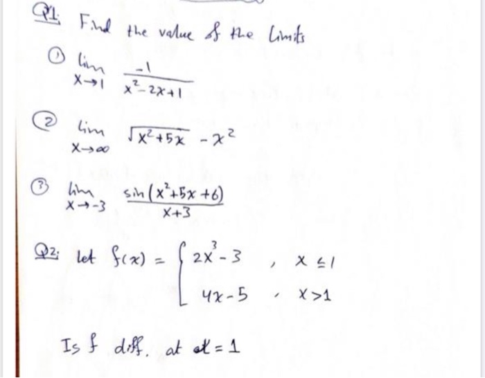 Solved Q1 Find The Value Of The Limits Lim X1 X 2x 1 2 L Chegg Com