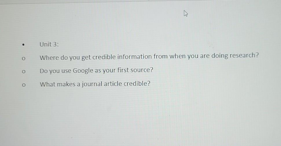 Solved Unit 3: Where do you get credible information from | Chegg.com