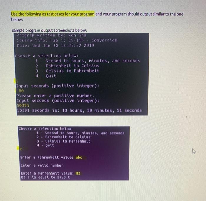 Solved Write a program that do the following unit converslon | Chegg.com
