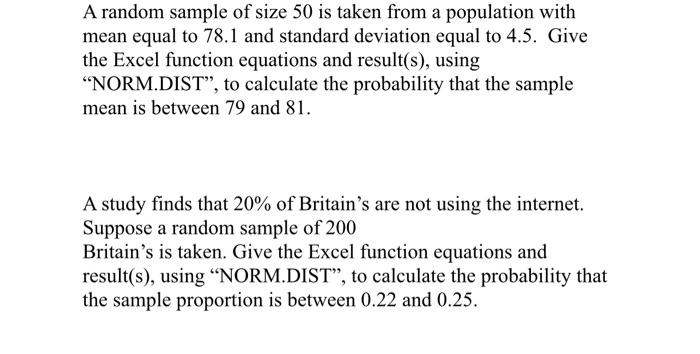 Solved A random sample of size 50 is taken from a population | Chegg.com