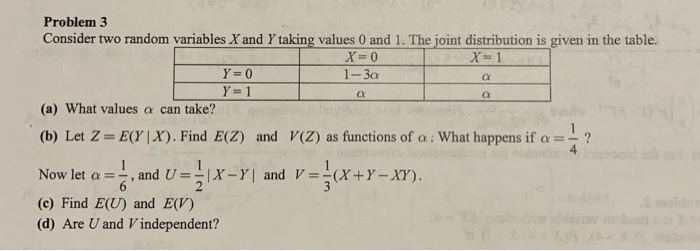 Solved Problem 3 Consider two random variables X and Y | Chegg.com