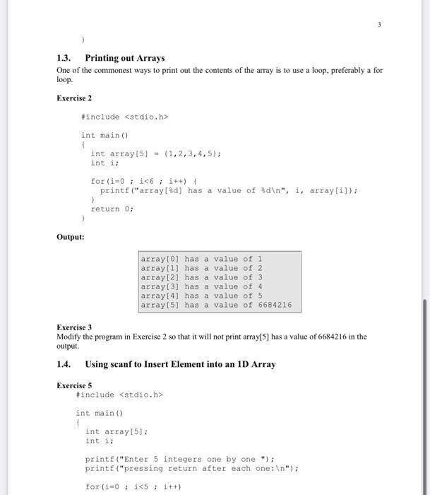 Solved 1.1. Write and Execute Programs using Arrays | Chegg.com