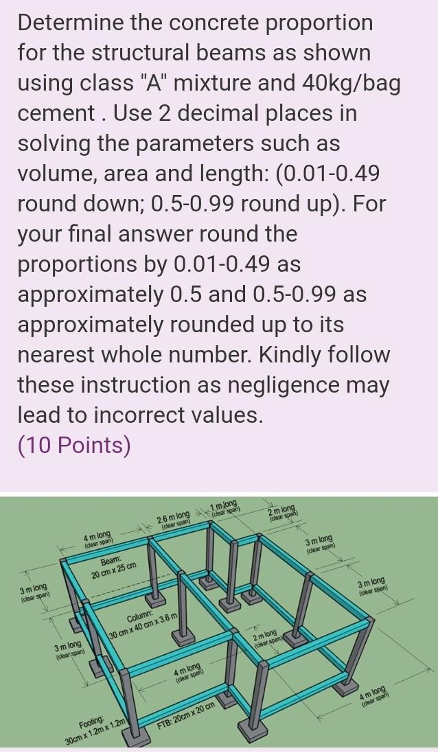 Solved Determine the concrete proportion for the structural | Chegg.com