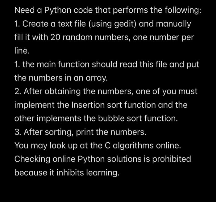 Solved write a Python code that performs the following:1. | Chegg.com