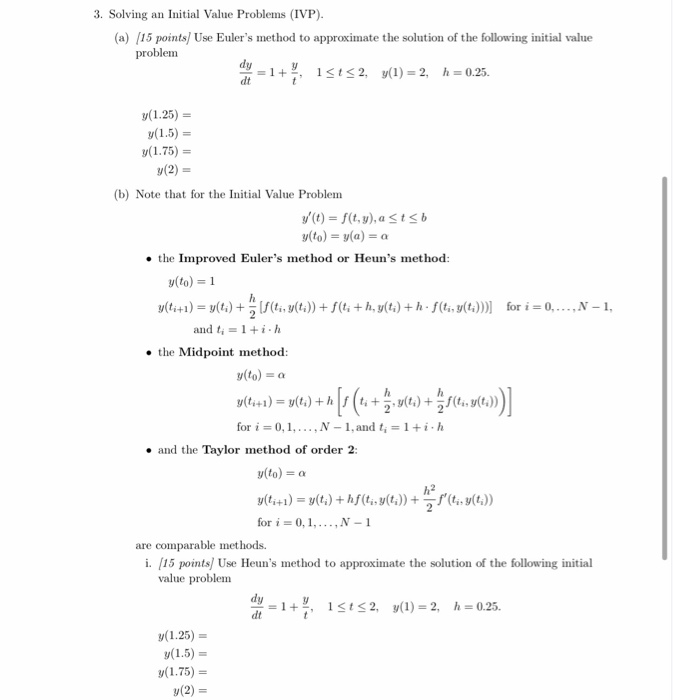 Solved 3. Solving an Initial Value Problems (IVP). (a) (15 | Chegg.com