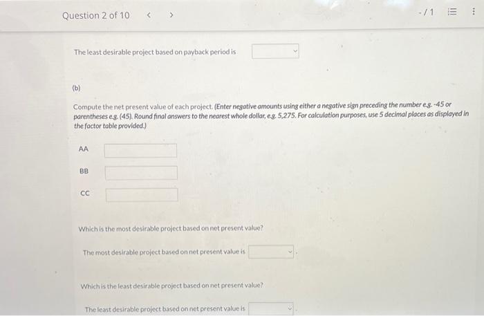 Solved Question 2 of 10 −/1 The equipment's salvage value is | Chegg.com