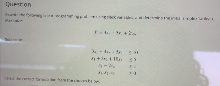 Solved Question Rewrite The Following Linear Programming | Chegg.com