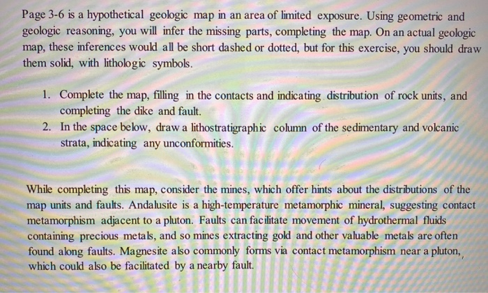 Page 3-6 is a hypothetical geologic map in an area of | Chegg.com