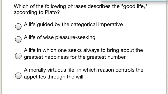 Solved Which of the following phrases describes the "good | Chegg.com