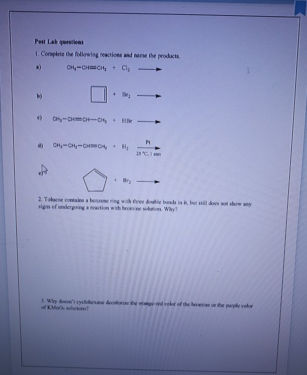 Solved Post Lab questions 1. Complete the following | Chegg.com