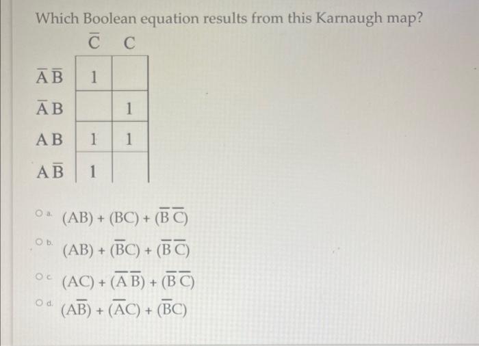 Solved Which Boolean Equation Results From This Karnaugh