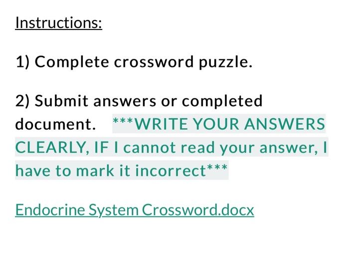 Solved 1) Complete crossword puzzle 2) Submit answers or Chegg com