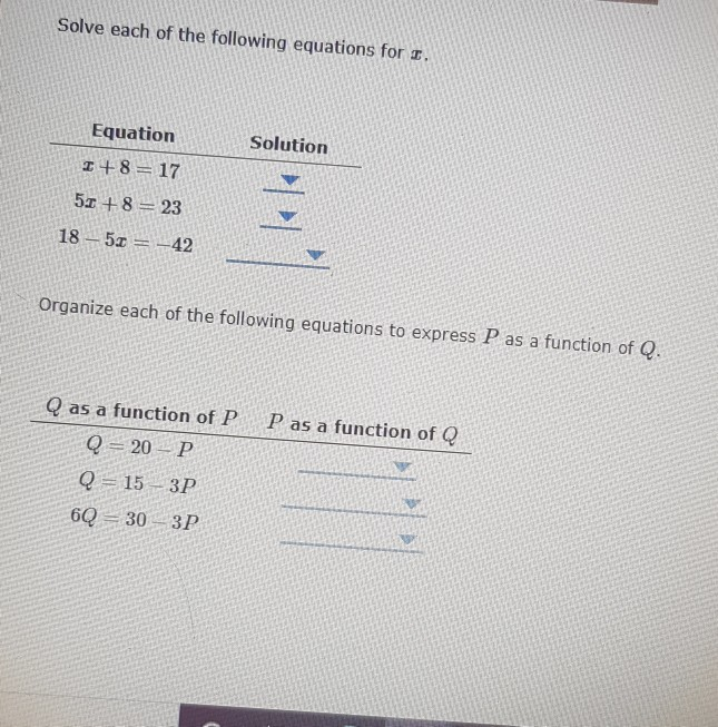 Solved Solve each of the following equations for . Equation | Chegg.com