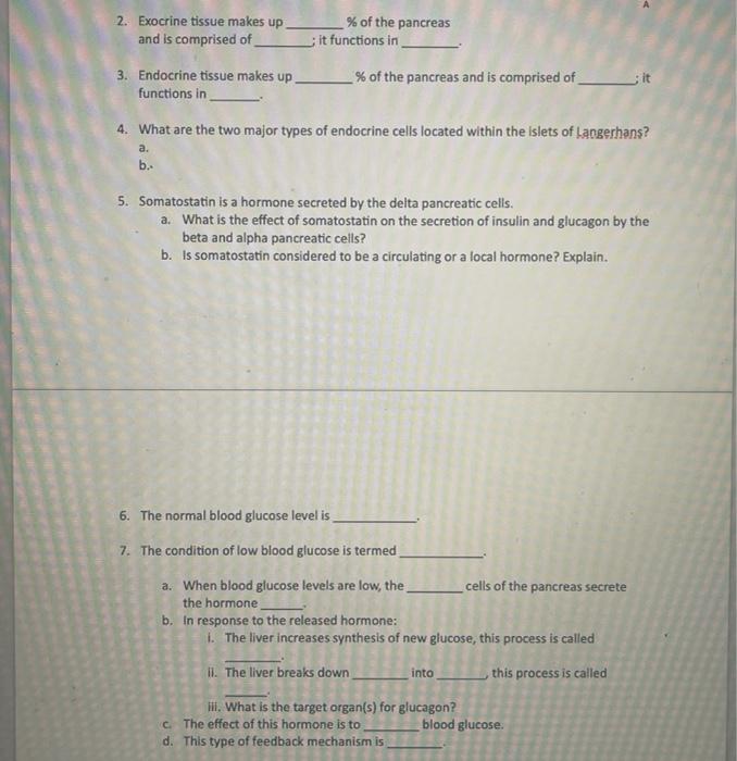 Solved 2. Exocrine tissue makes up of the pancreas and is