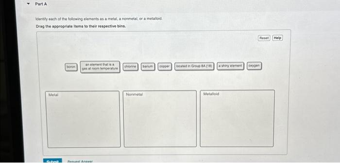 Solved Part A Identify each of the following elements as a | Chegg.com