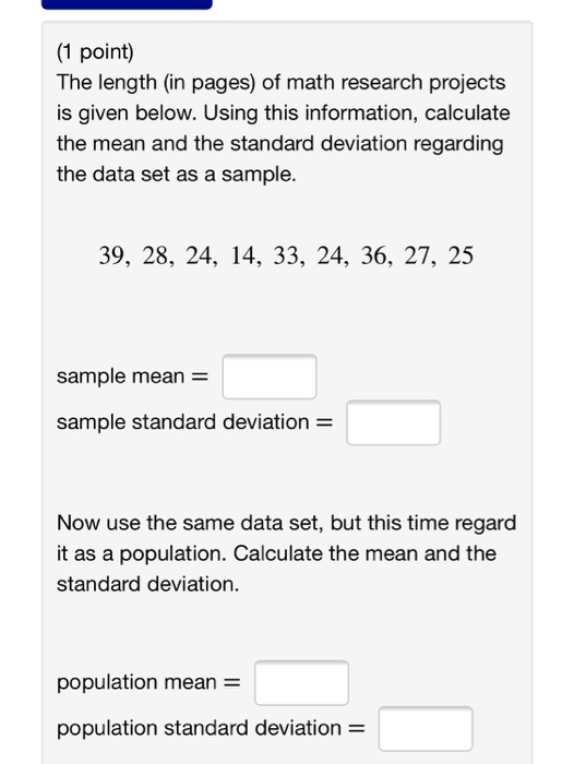 Solved the length in pages of math research projects is chegg