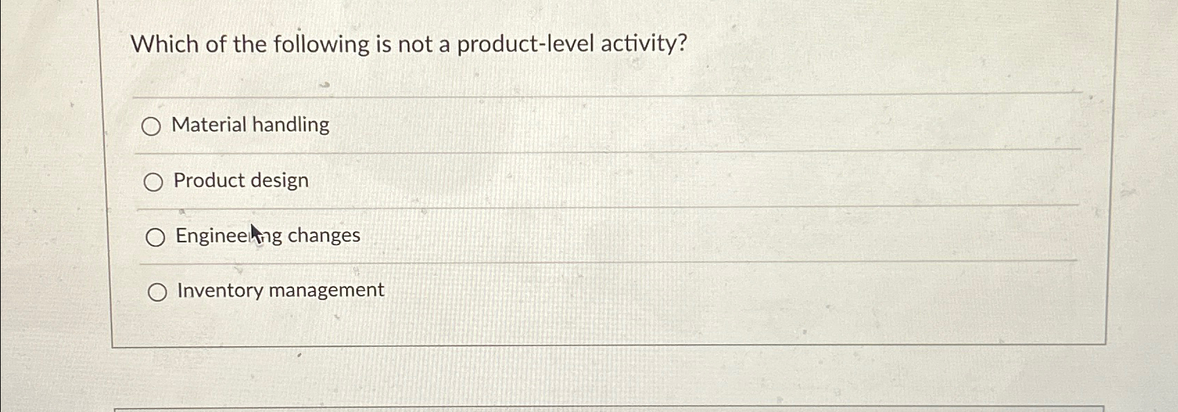 Solved Which of the following is not a product-level | Chegg.com