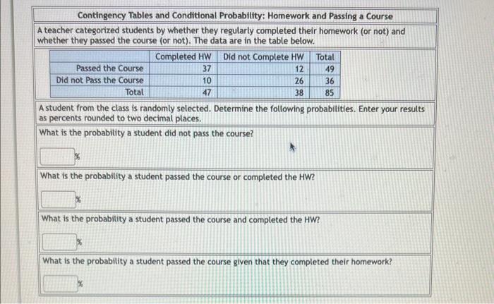 Solved Contingency Tables and Conditional Probability: | Chegg.com