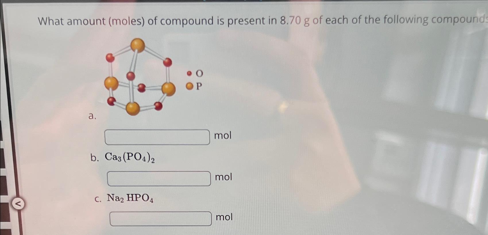 how to find amount of moles in a compound