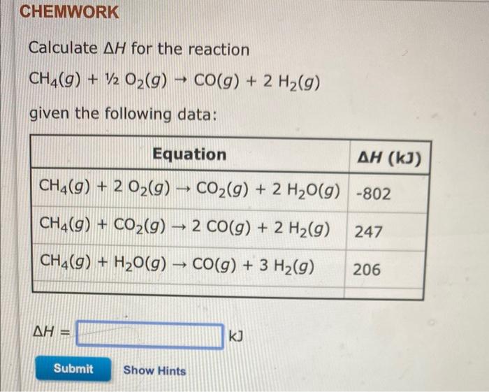 Solved Calculate ΔH for the reaction | Chegg.com