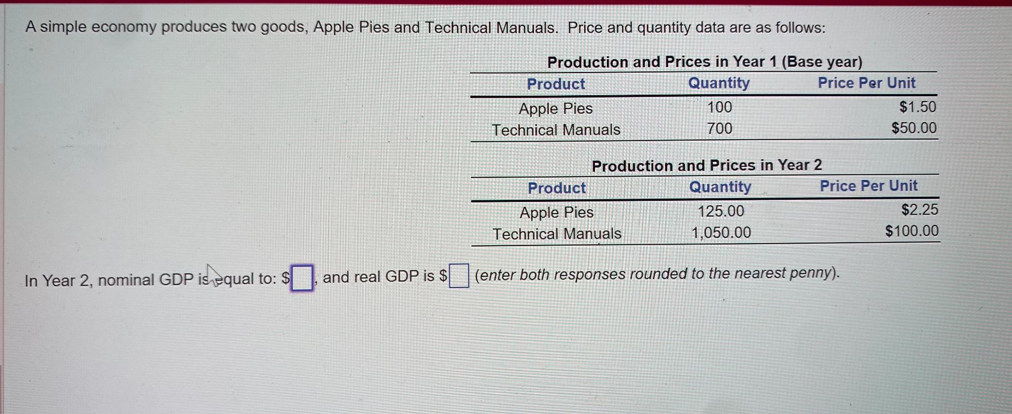 Solved A simple economy produces two goods, Apple Pies and | Chegg.com