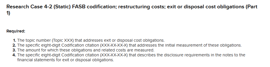 Solved Research Case 4-2 (Static) ﻿FASB codification; | Chegg.com