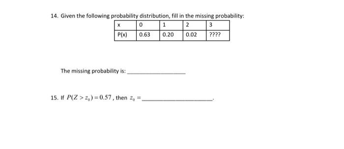 Solved 14. Given The Following Probability Distribution, | Chegg.com