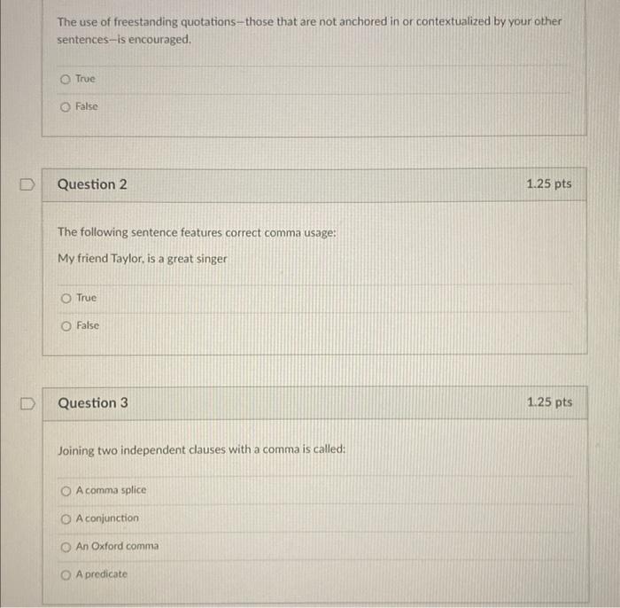 The use of freestanding quotations those that are